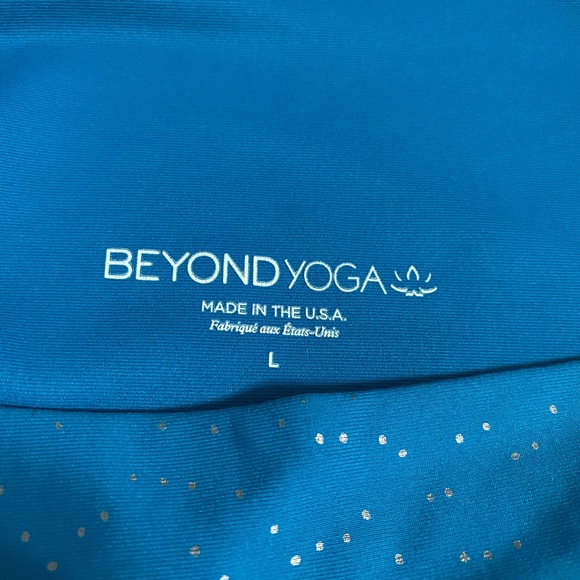 Beyond Yoga Alloy Ombre Leggings Women's Size L High Waisted Teal Gold Sparkle - Picture 5 of 9